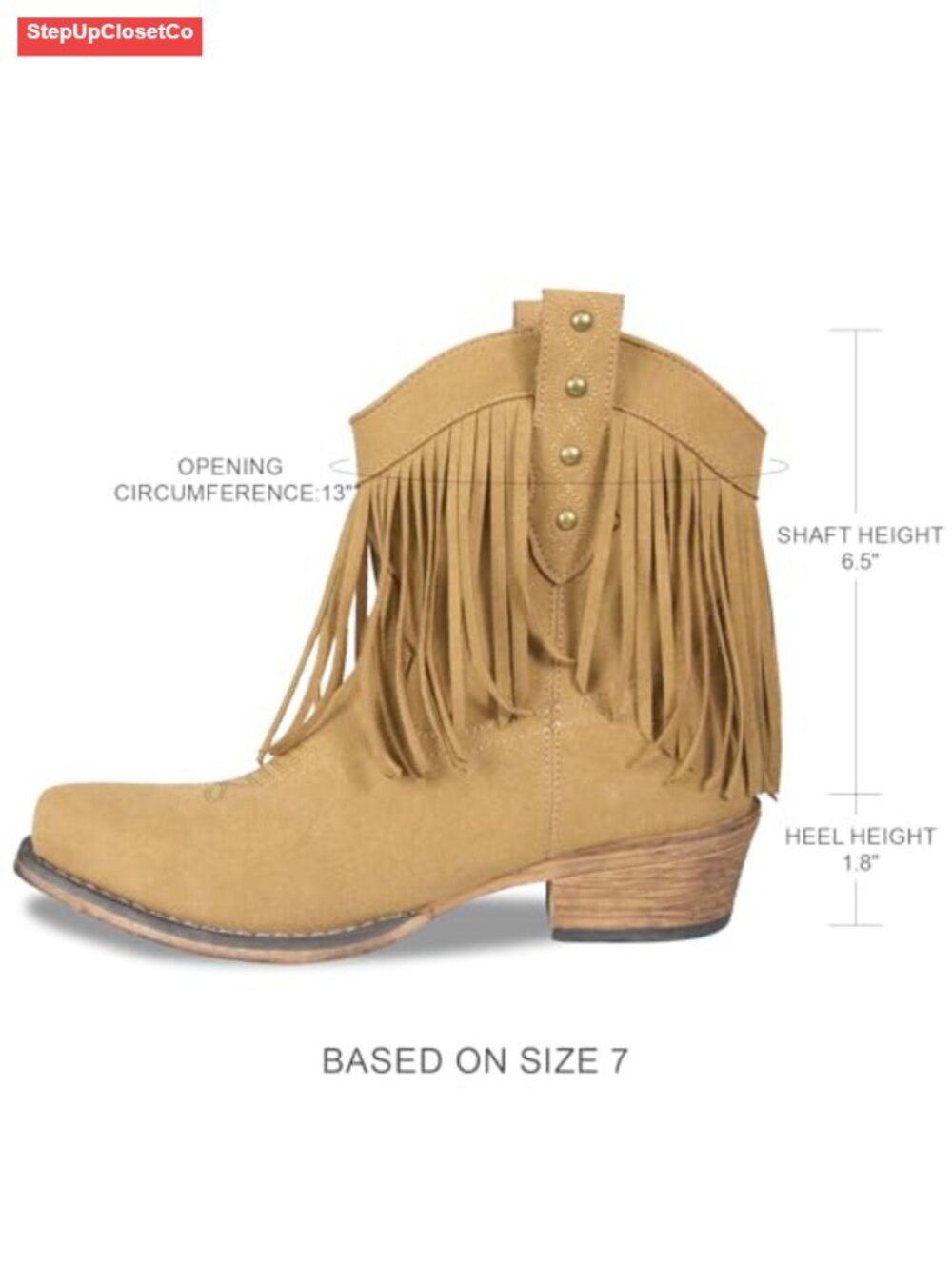 Women's Suede Fringe Western Mid Calf Cowgirl Boots Chunky Block Heel Pull-On - Picture 4 of 6